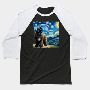 Starry Newfoundland Dog Portrait - Pet Portrait Baseball T-Shirt